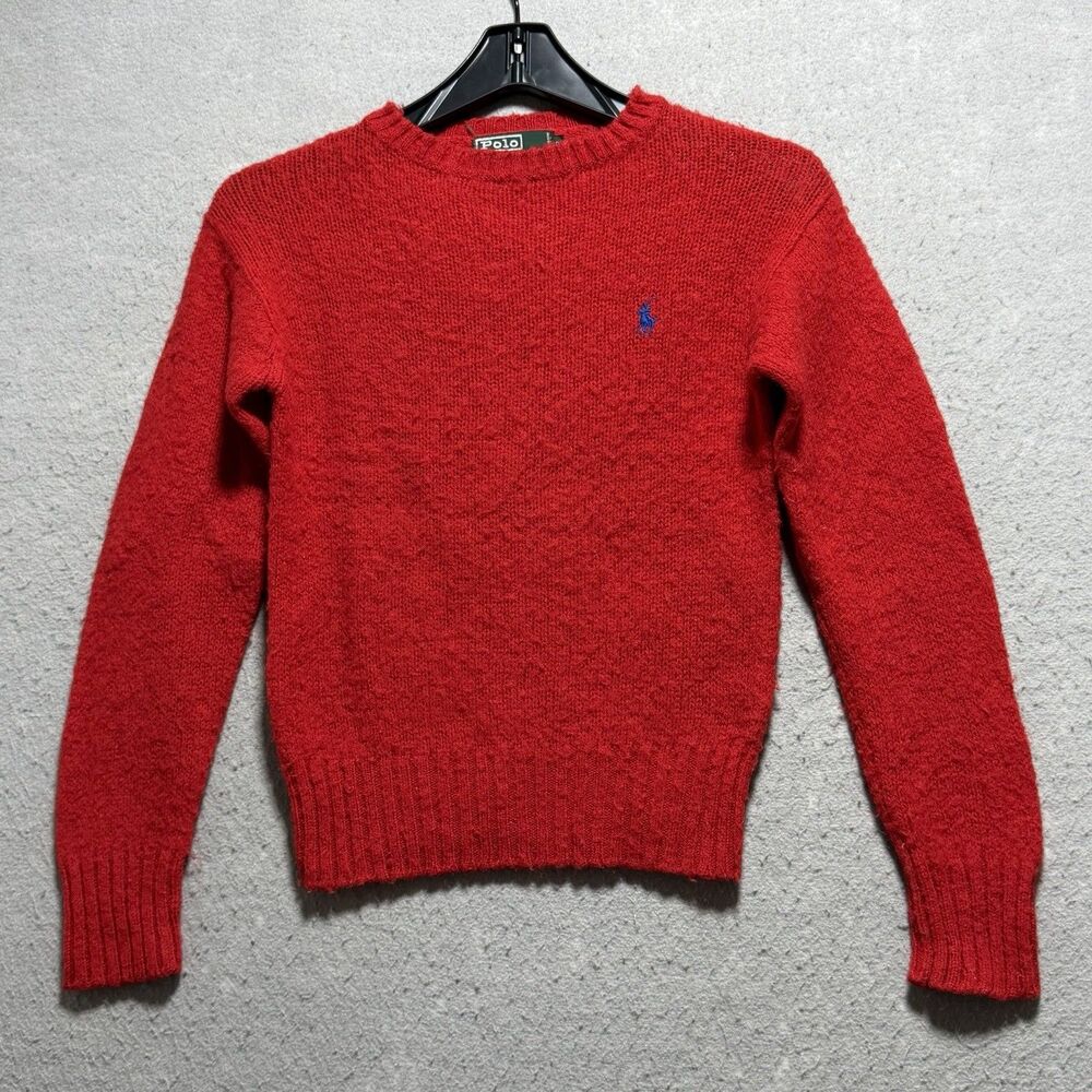 VTG Polo Ralph Lauren Crewneck Sweater Boy's Medium 12 (GREEN LABEL) 100% Wool